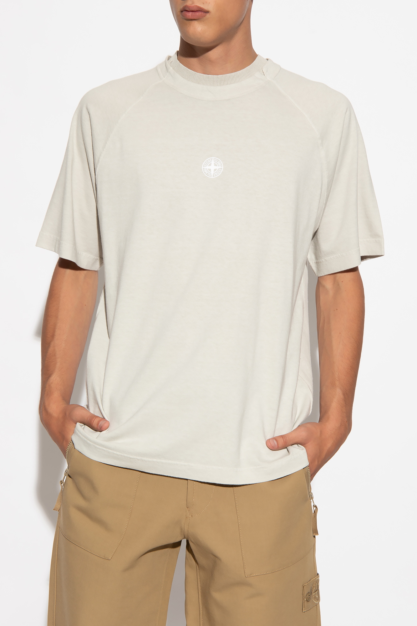 Stone island beige hot sale t shirt